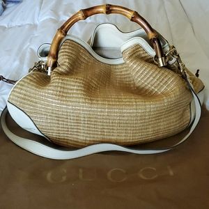 Authentic Gucci Peggy Bamboo straw bag